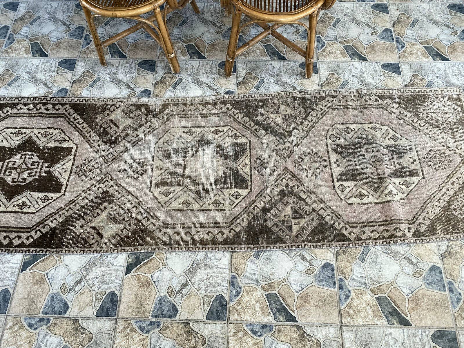 Oushak Rugs – wholesale Hallmatta – Turkisk stamullmatta löpare vintage handgjord 2,6x8,5 fot7