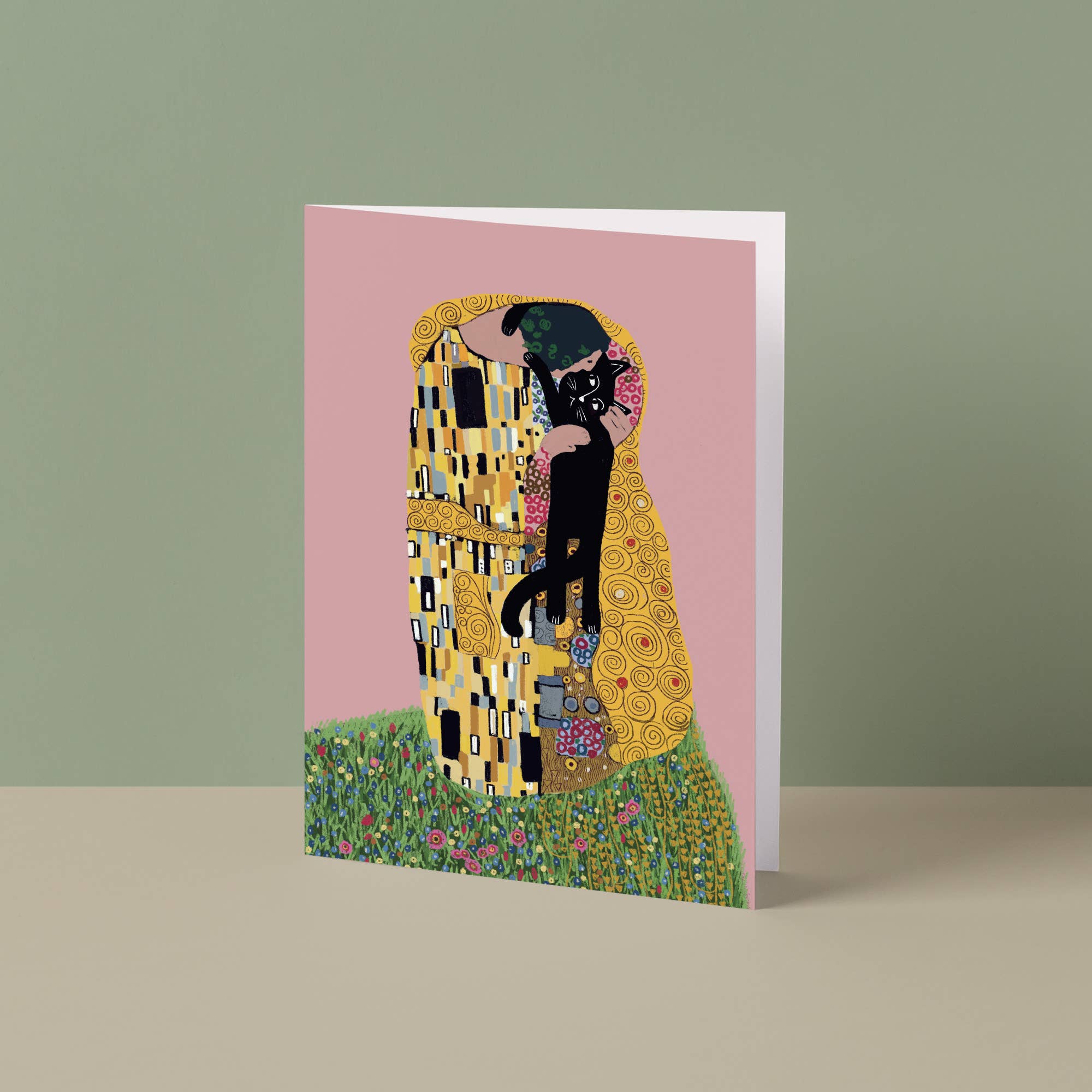 Niaski - Feline Fine Art (USA DUTIES PAID) – Großhandel Grußkarten für den Alltag – The Cat Kiss – Künstler-Karte mit Katzenmotiv