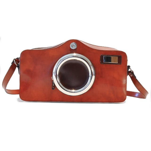 Sac bandoulière Photocamera Radica en cuir de vachette pour la vente par Pratesi