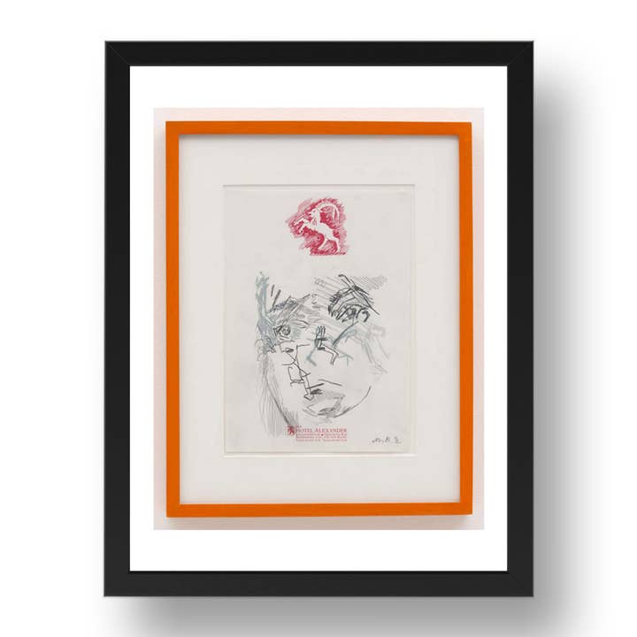 Martin Kippenberger: Untitled (3), modernist artwork, A3 Size Reproduction Poster Print in 17x13" Black Frame for wholesale by PERIOD PRINTS