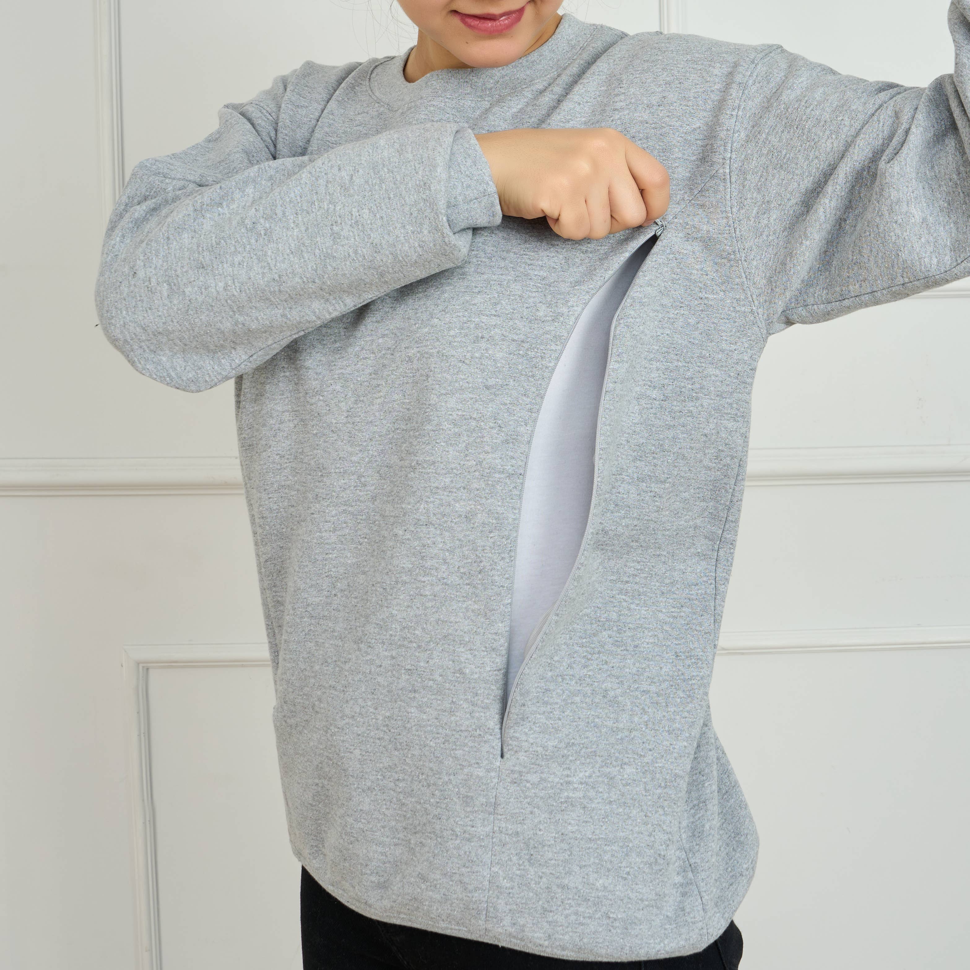 DallasTextile - Wholesale Sweatshirt - Women's - Women's Maternity Breastfeeding Sweatshirt Nursing Zipper5