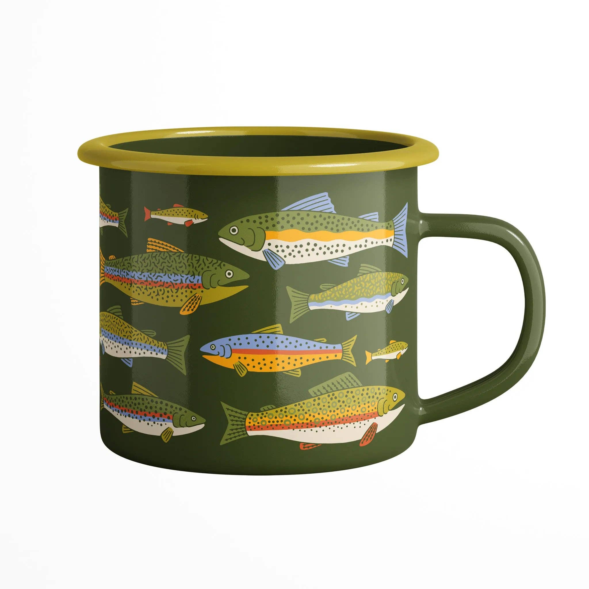 Trek Light - Wholesale Coffee Mug - Enamel Coffee & Camp Mug | Trout | 16oz1