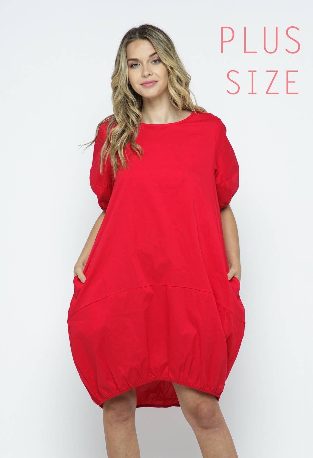 Bloidy - Venta al por mayor Vestido - Mujer - Minivestido de manga corta de popelina talla grande2