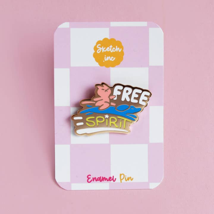 Sketchinc – wholesale Lapel pin/button – CAT FREE SPIRIT Enamel Pin1