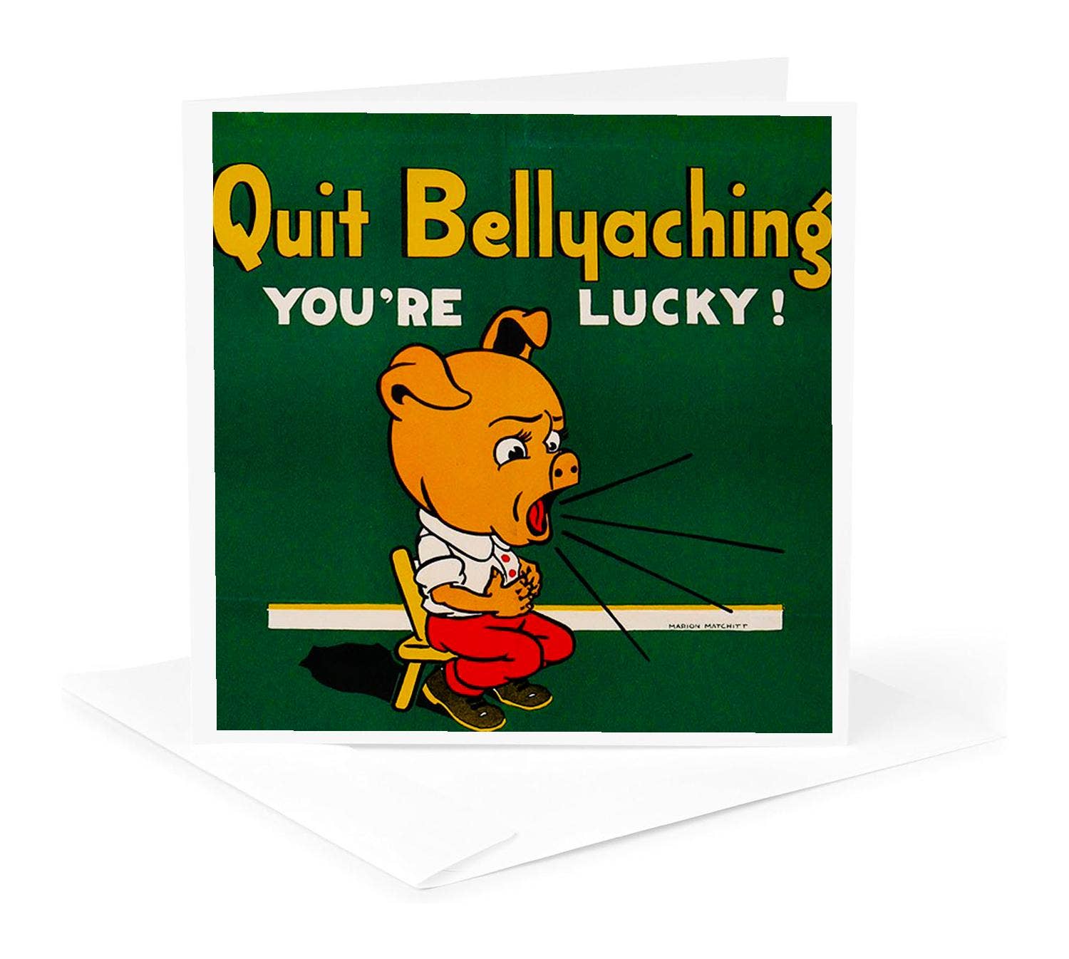 3dRose - Wholesale Everyday Greeting Card - 3dRose, 1942 World War II Workplace Poster Quit Bellyaching Youre Lucky, Greeting Card0