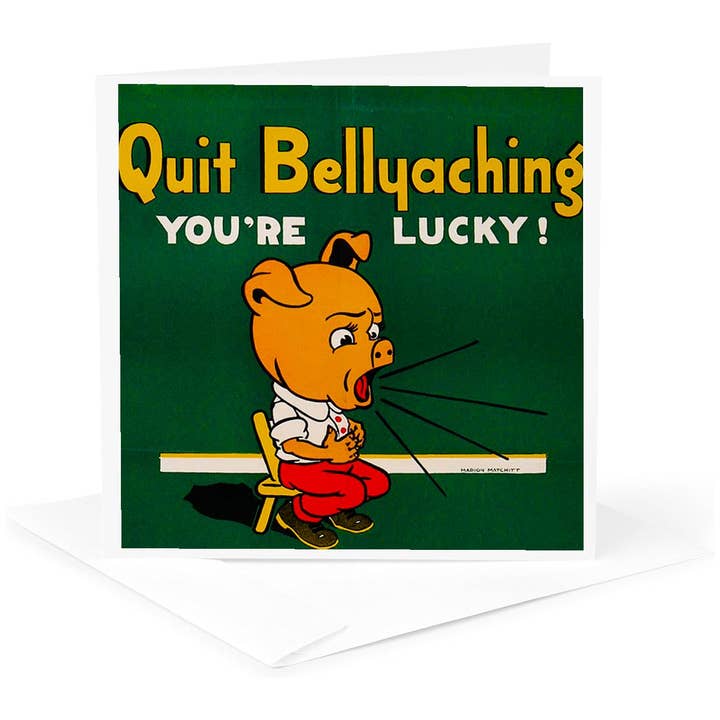 3dRose - Wholesale Gewone wenskaart - 3dRose, 1942 Tweede Wereldoorlog Werkplek Poster Stop met Zeuren Je Hebt Geluk, Wenskaart