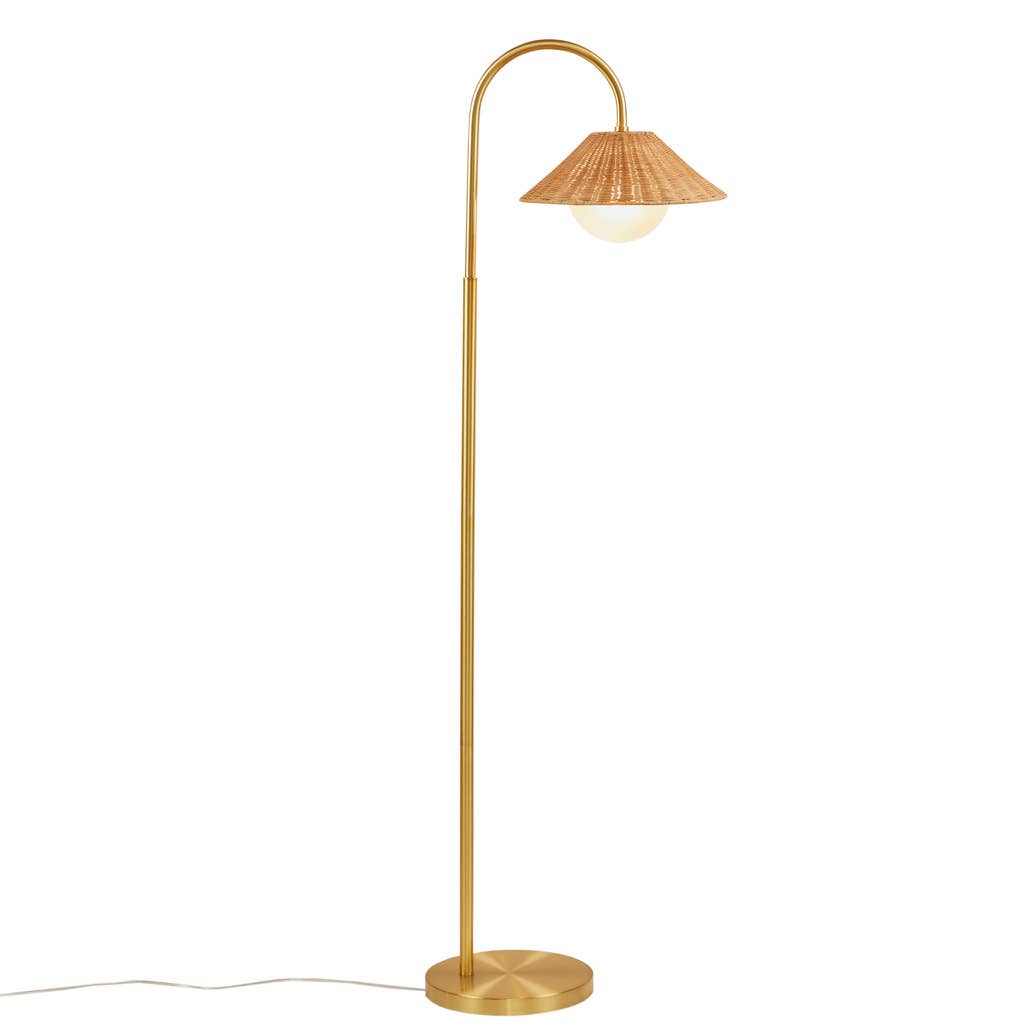 Olliix - Wholesale Floor Lamp - Rattan Weave Shade Floor Lamp, Gold/Natural2
