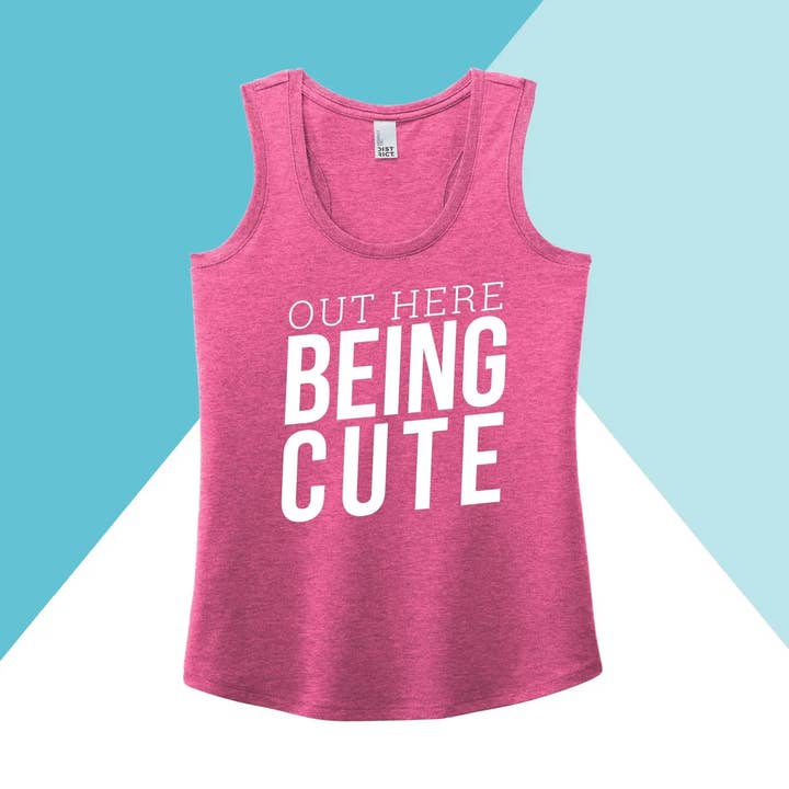Out Here Being Cute Workout Women's Racerback Tank for wholesale by North Owl Apparel
