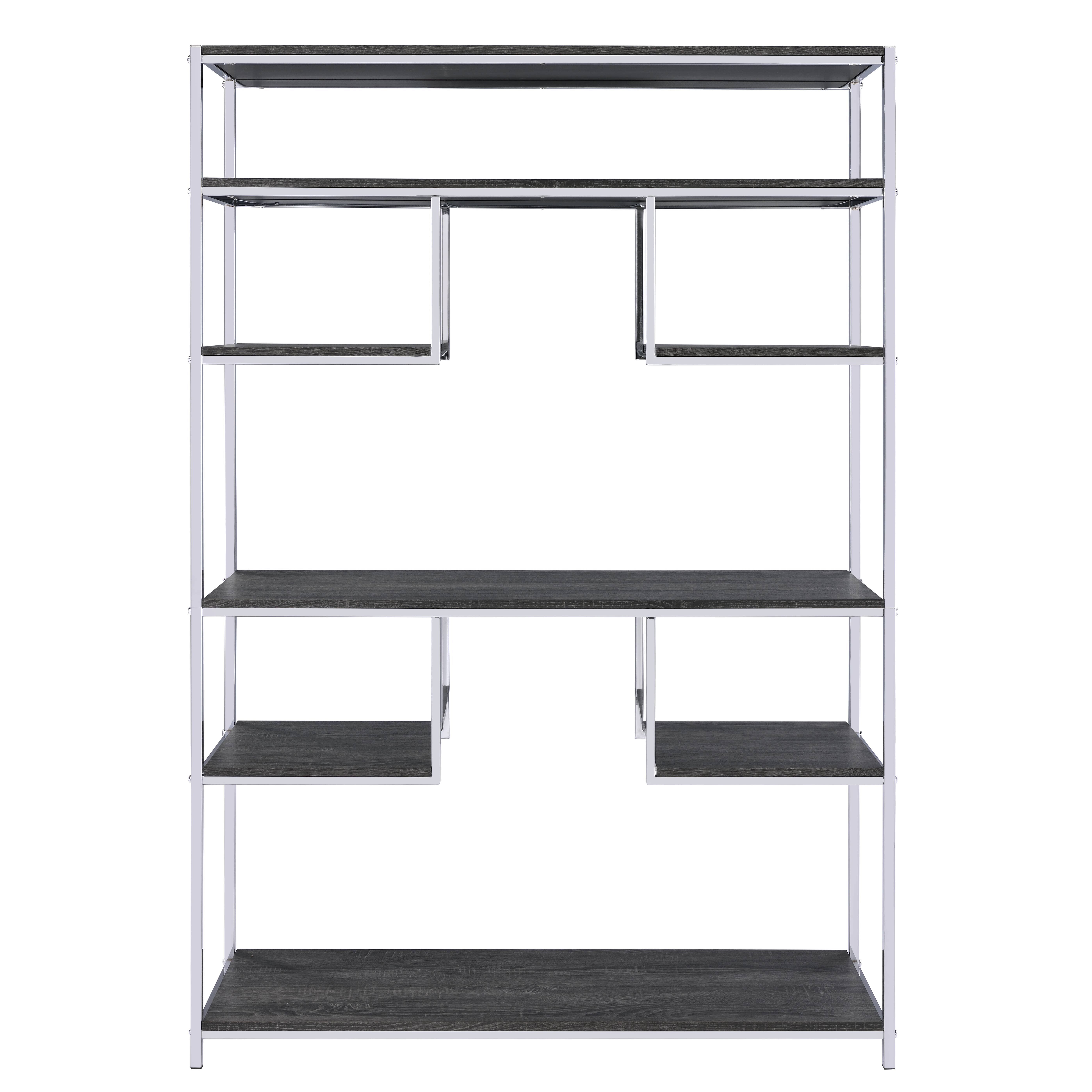 Acme Furniture Industry, Inc. - Wholesale Bookcase - Vonara Back Open Bookshelf, Rustic Gray Oak & Chrome1