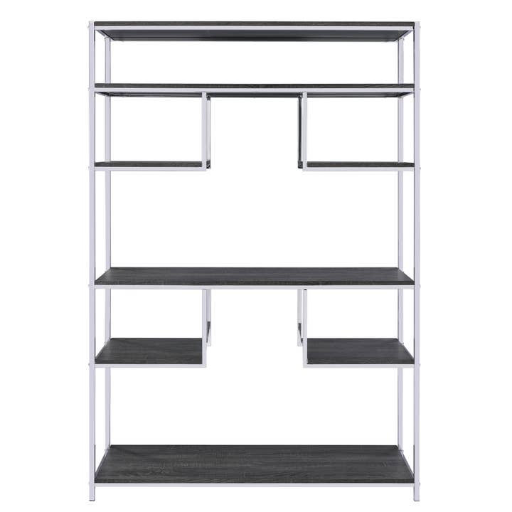 Acme Furniture Industry, Inc. - Wholesale Bookcase - Vonara Back Open Bookshelf, Rustic Gray Oak & Chrome1