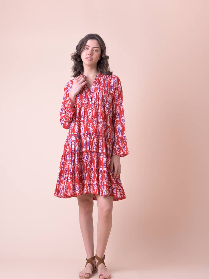 Lobster Dress Farsi Red AN804D for wholesale by Handprint Dream Apparel