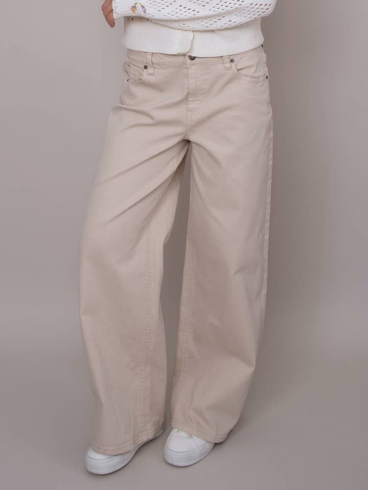 BROOKLYN 5 POCKET MID RISE WIDE LEG PANTS - 43W193S for wholesale by RD Style