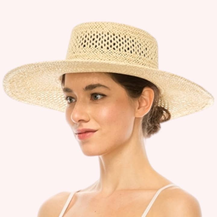 Peekaboo Weave Gambler Straw Hat – Handmade & UPF 50+ for wholesale by Queens INC