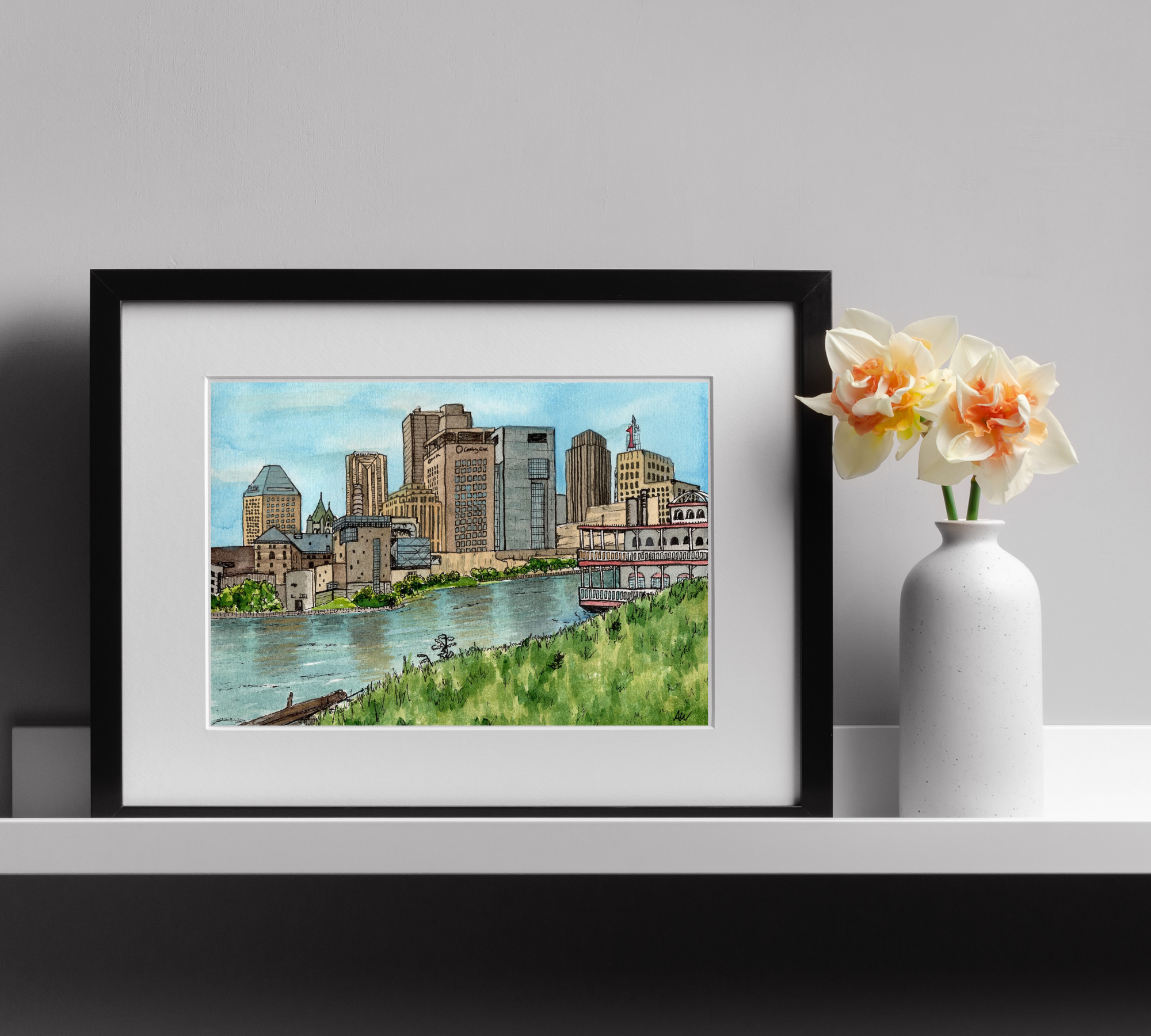 Alyssa Whetstone Art - Wholesale Art Print - St. Paul Skyline - Pen and Watercolor Fine Art Print2