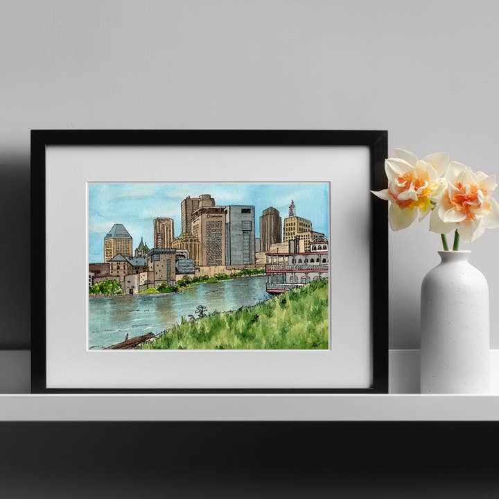Alyssa Whetstone Art - Wholesale Art Print - St. Paul Skyline - Pen and Watercolor Fine Art Print2
