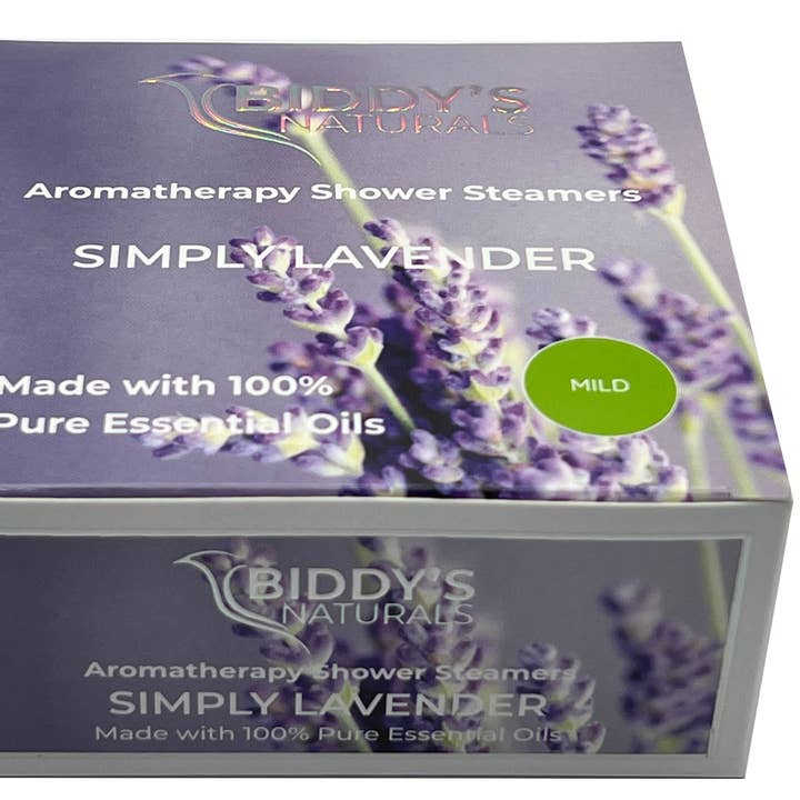 LAVENDER Shower Steamers Aromatherapy 12-Pk made with 100% Pure Essential Oil Soothing Eases Sinus Pressure. for wholesale by Biddy's Naturals
