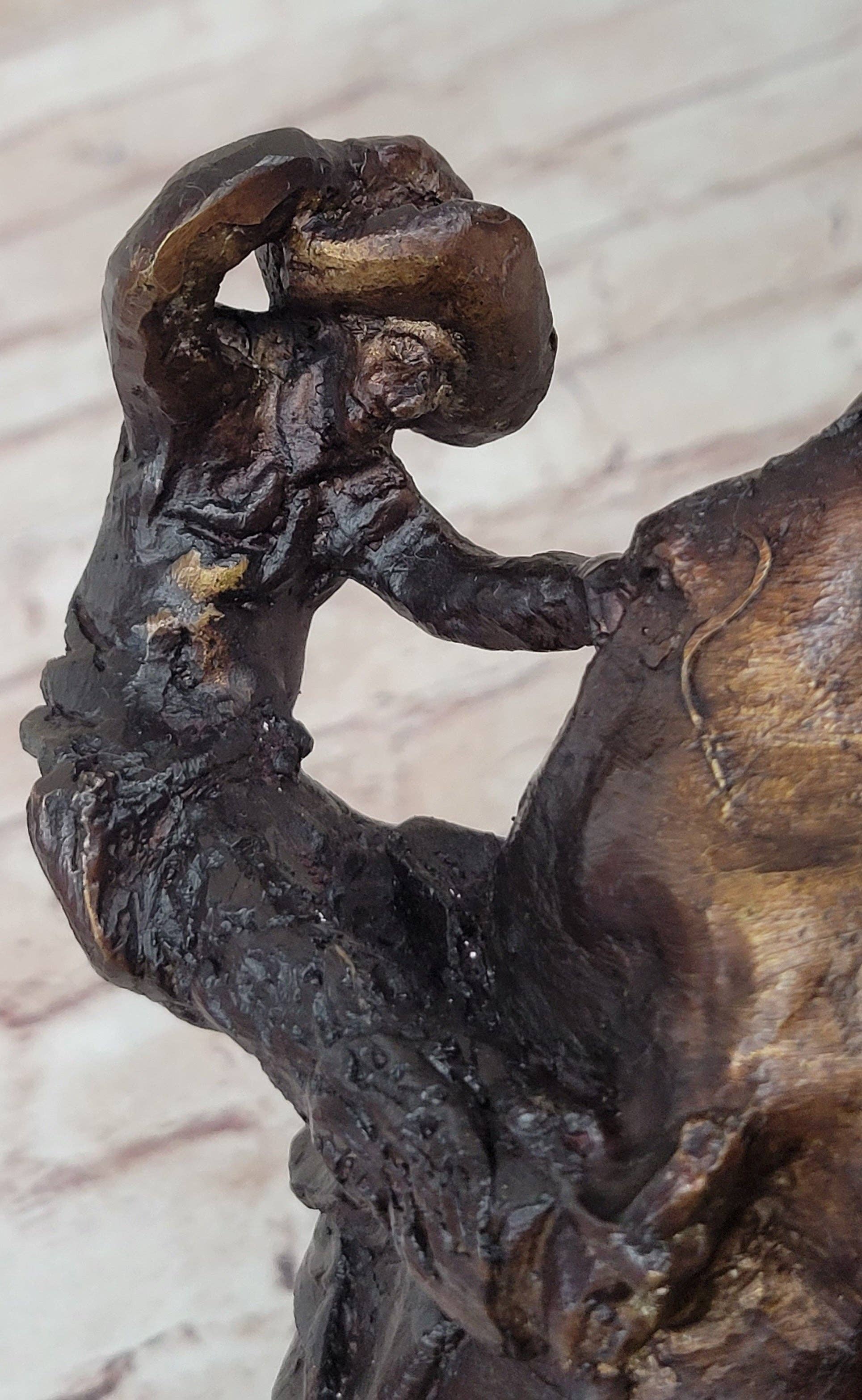 Bronzhaus - Wholesale Sculpture - RATTLESNAKE Frederic Remington Bronze on Marble Desktop Statue Sculpture 9" x 8"6