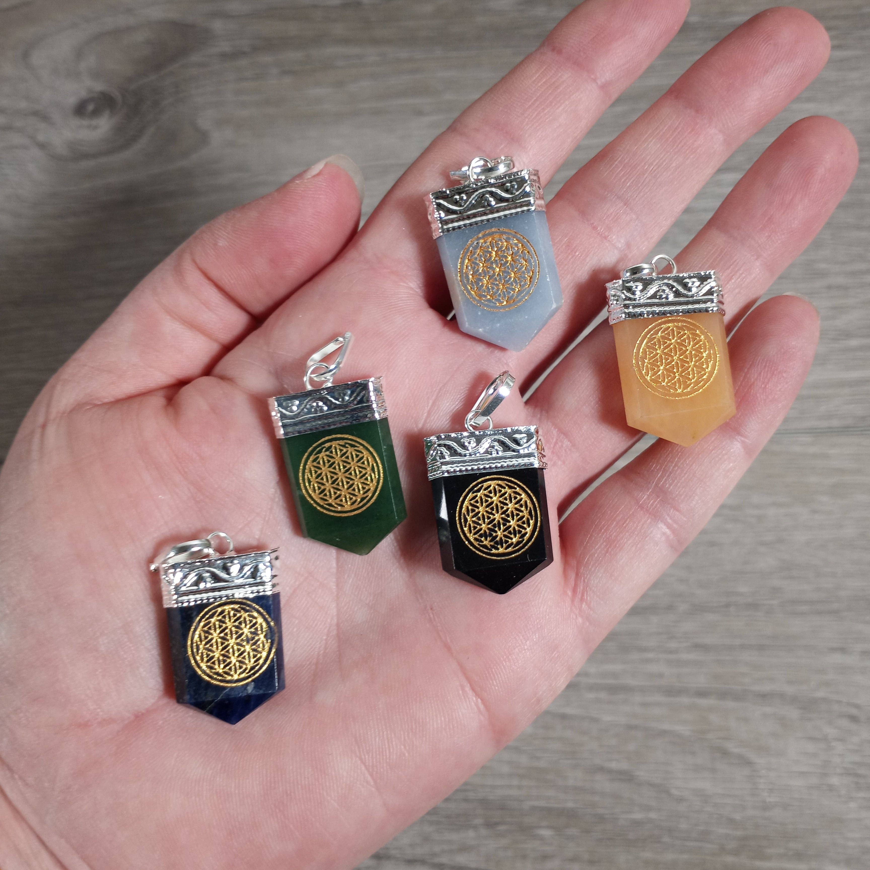 Keystone Crystals - Wholesale Individual Charm/Pendant - Etched Gemstone Pendants Assorted – Silver Pot Metal Setting8