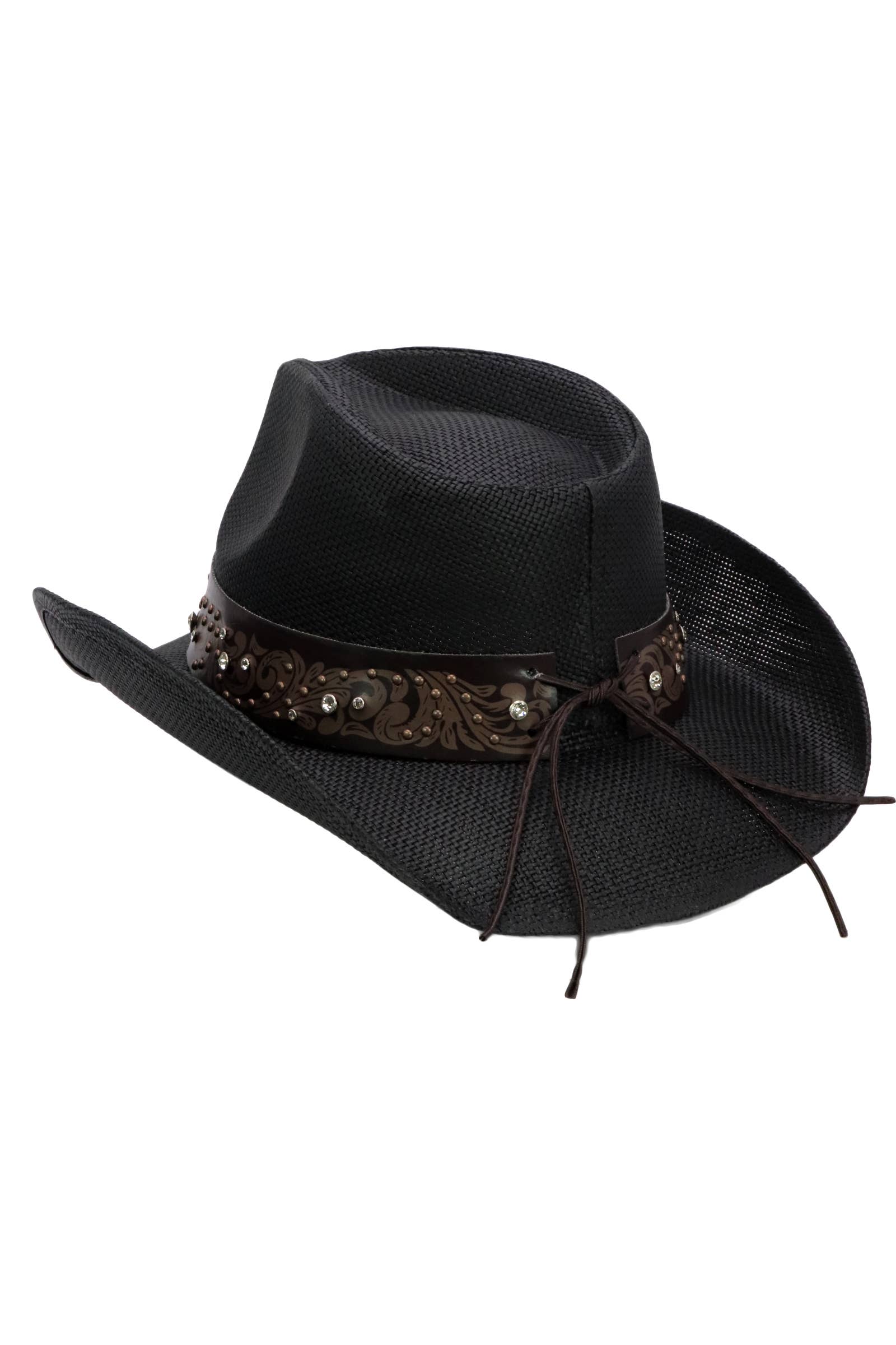 Cap Zone - Wholesale Cowboy Hat - Unisex - Heart Bling Rhinestone Belt Ombre Straw Cowboy Hat14