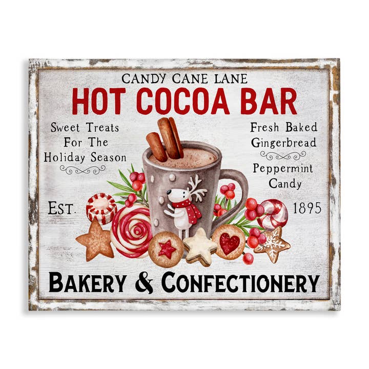 Stupell Industries - Vente Art mural pour les fêtes - Confiserie Hot Cocoa Confisery Art Holiday