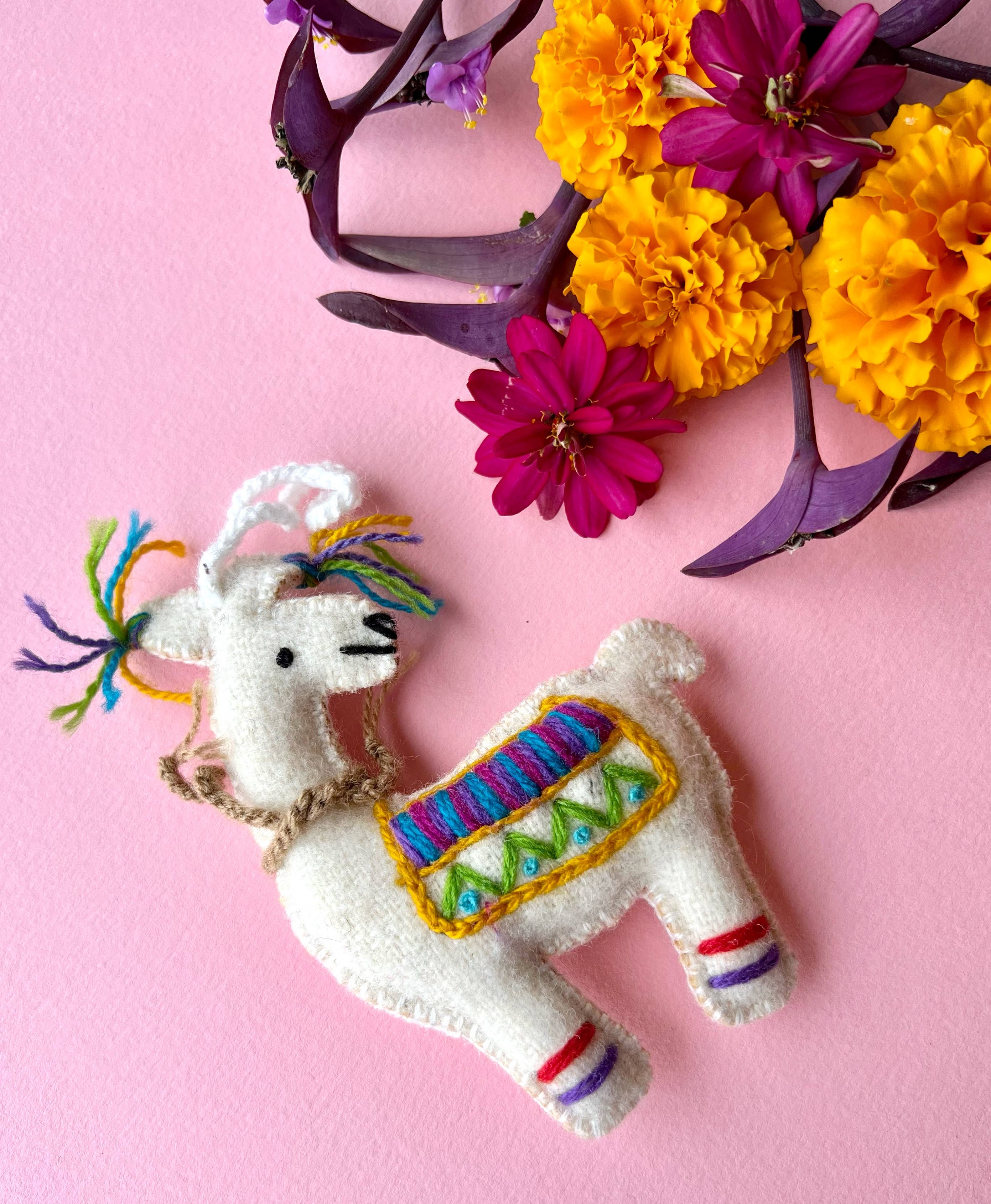 Ornaments 4 Orphans - Wholesale Ornament - Colorful Llama Embroidered Wool Christmas Ornament1