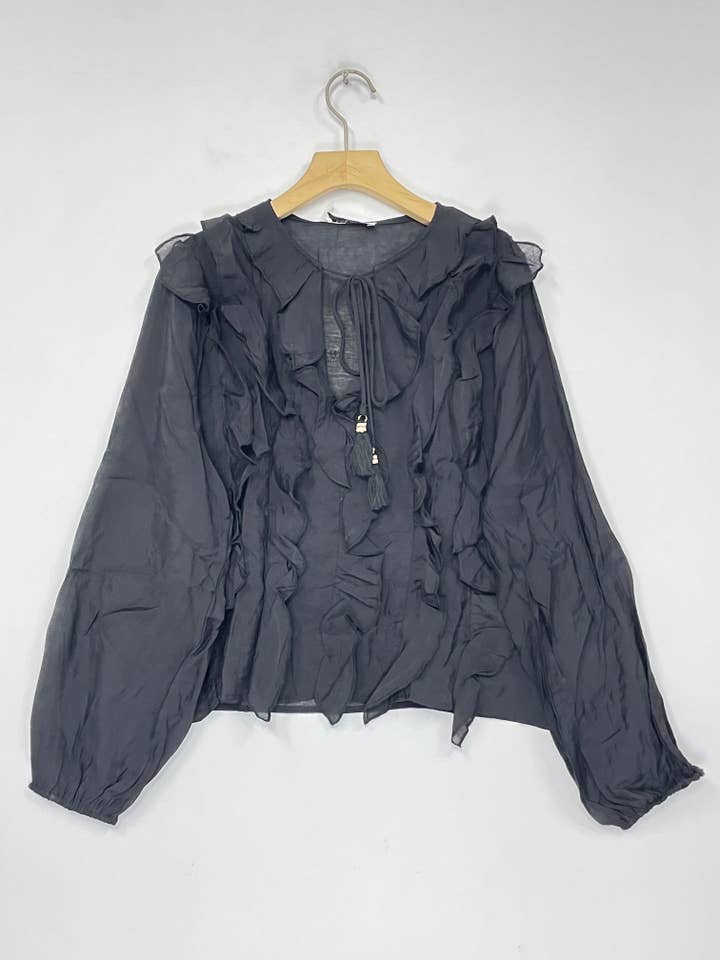 WG2445-black long sleeve shirt for wholesale by Lilie Rose