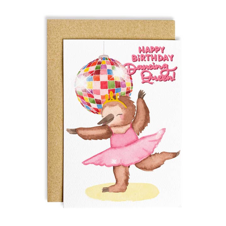 Dancing Queen Echidna Birthday Card for wholesale by The Wattle Studio