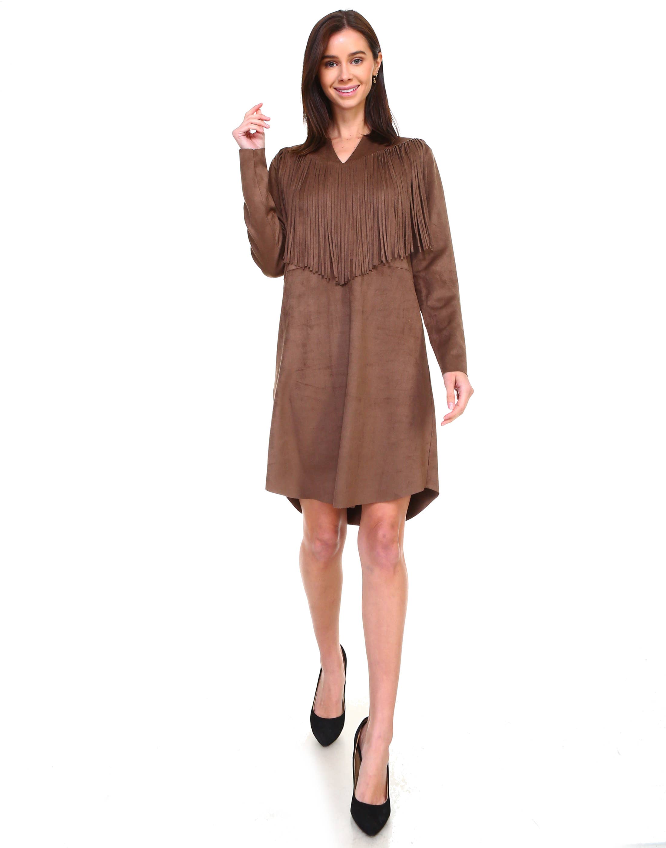 Joh Apparel - Wholesale Dress - Women's - Angie Stretch Suede Tunic Dress2