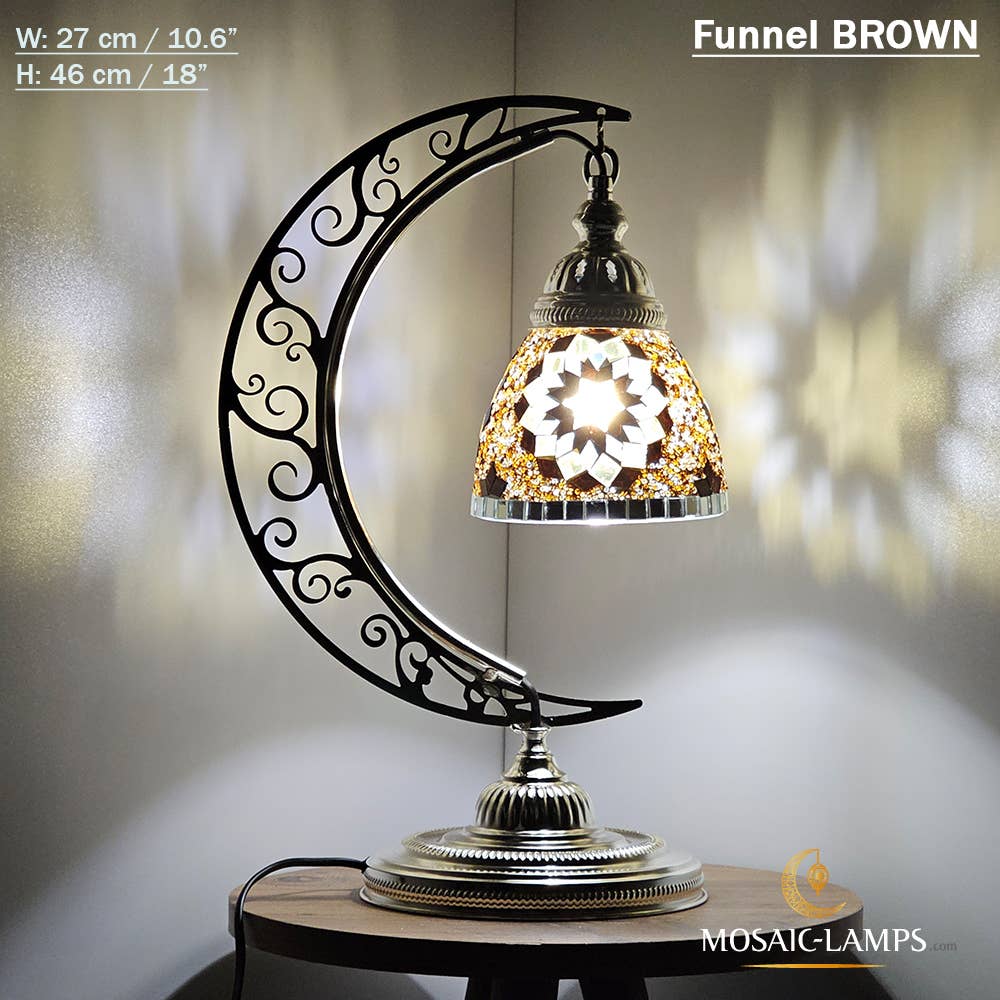 Mosaic Lamps - Vendita all'ingrosso Lampada da scrivania/d'accento - Lampada da scrivania Turkish Moon in argento, luci ad arco marocchine, Murano C11