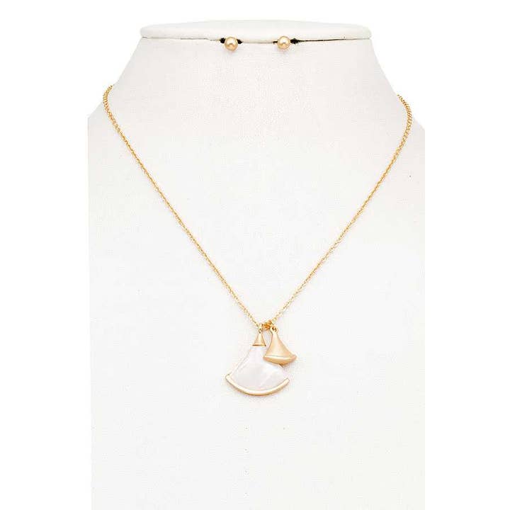 anbfashion – wholesale Smycken – DUBBEL PÄRLA HÄNGSMYCKE HALSBAND SET 917