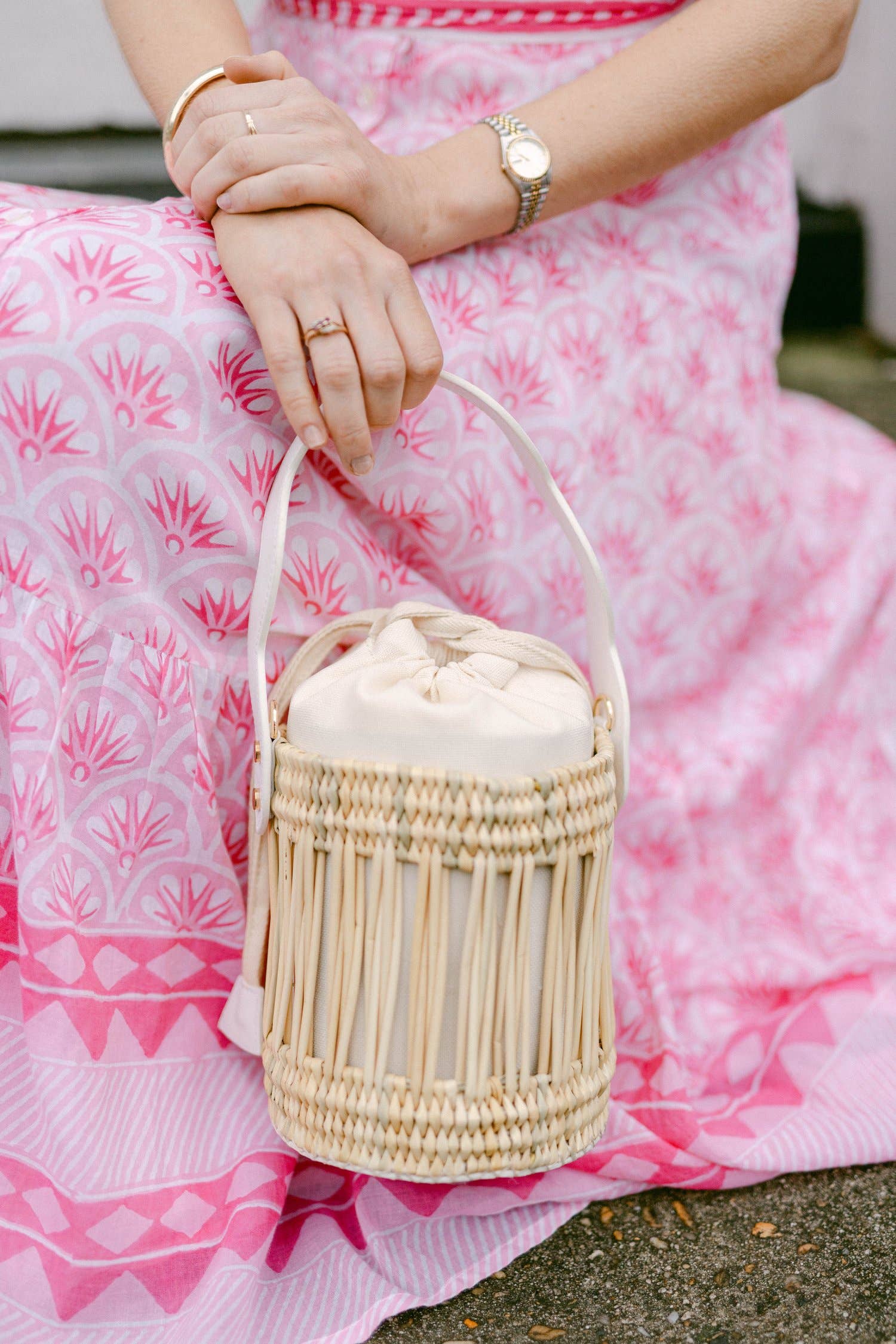 High crafty – wholesale Tote bag – Women's – Emily Woven Bucket Tote Bag – Vegan Leather & Reed Weave3