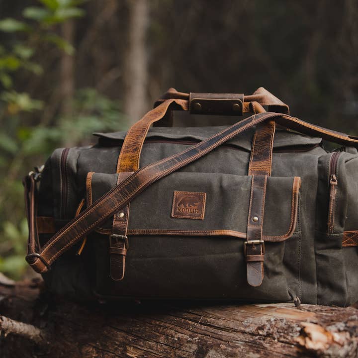 55L Wasatch duffelväska i canvas och läder för wholesale av Kodiak Leather
