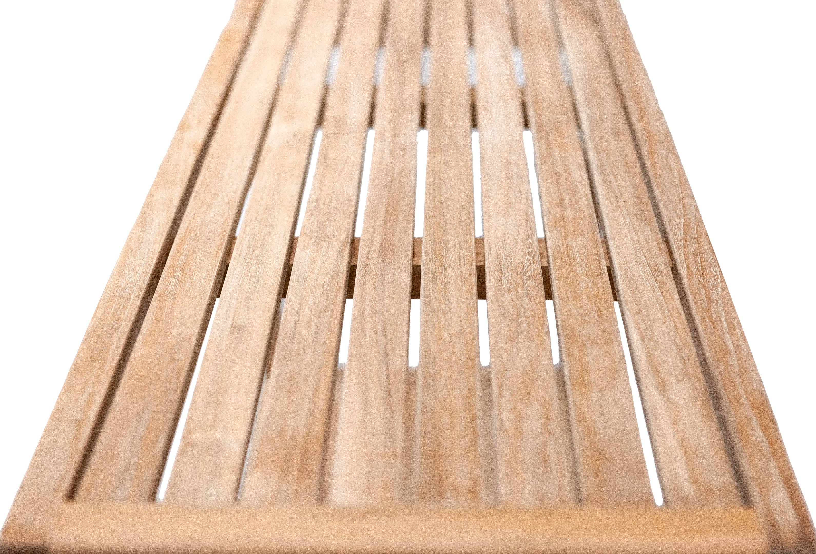Nordic Teak - Wholesale Bankje - Scandinavische stijl natuurlijk teakhouten spa-bank met plank - 35"2