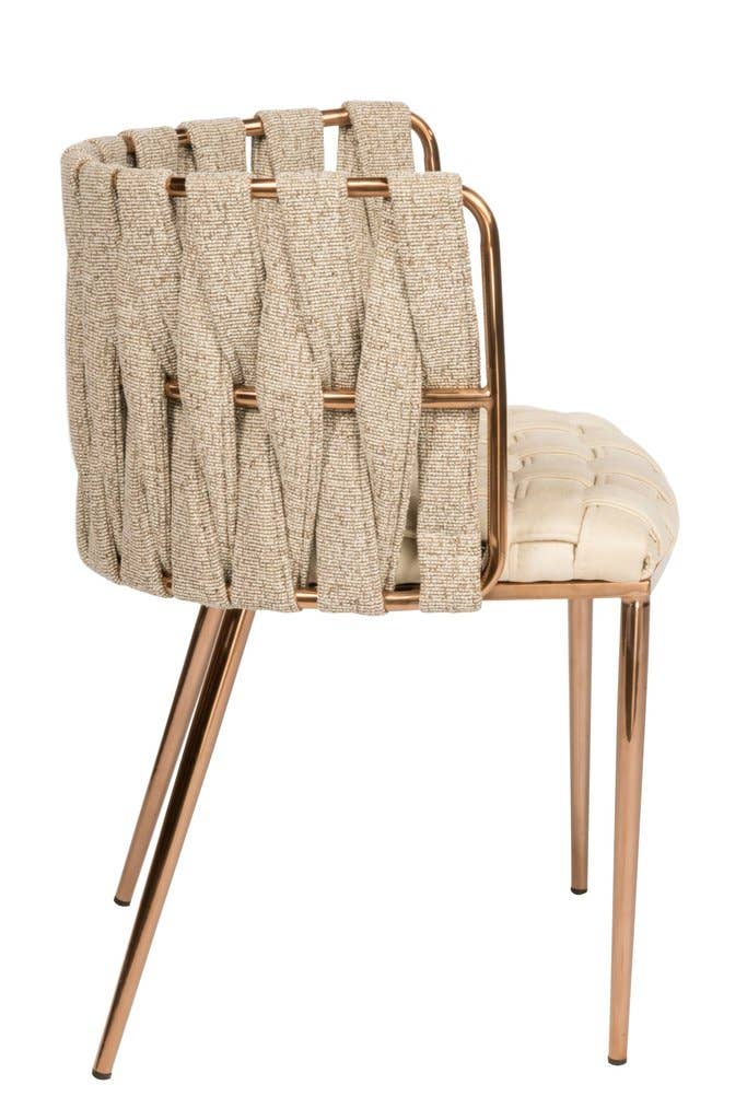 Statements by J - Wholesale Chair - Milano Dining Chair in Off White with Gold Legs2