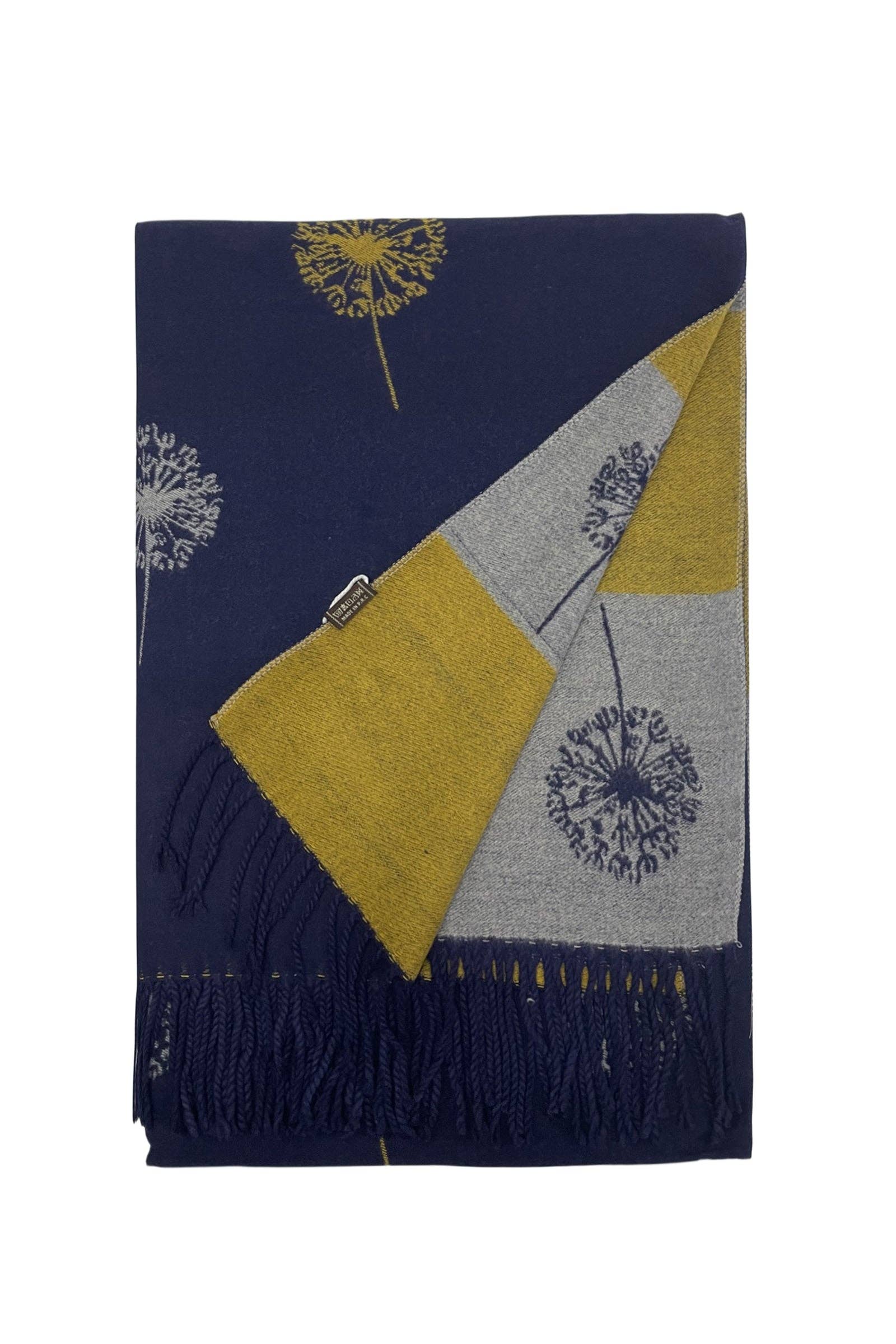 Fashion Scarf World – wholesale Scarf – Women's – Dandelion Print With Reversible Stripe Tassel Scarf21