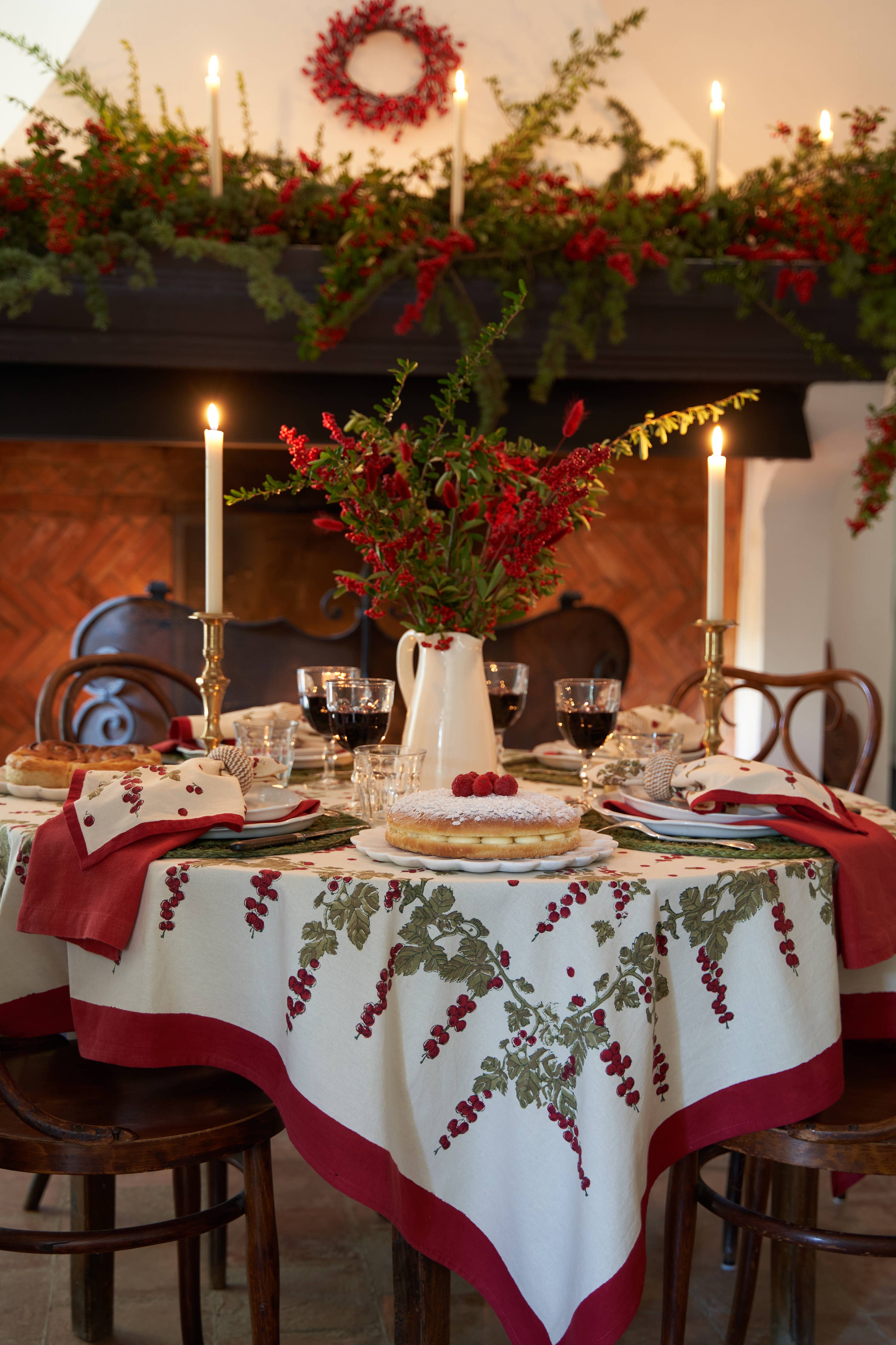 Couleur Nature - Wholesale Tablecloth - Gooseberry Red & Green | French Tablecloths14