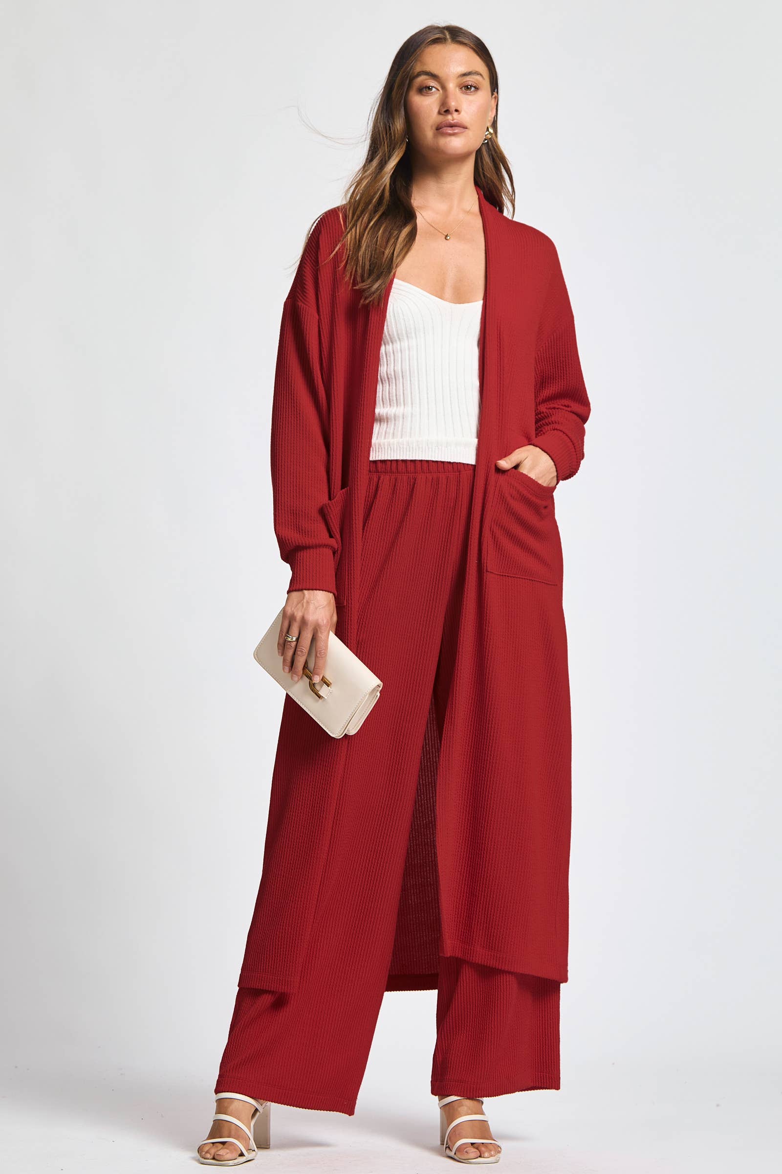 Dear Scarlett - Wholesale Top & Pant Set (NOT Loungewear) - Women's - Longline Cardigan + Relaxed Pants 2 Piece7