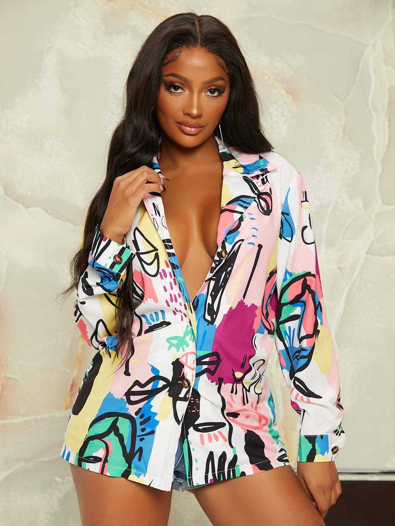 VEELKLEURIG sexy abstracte figuur, grafisch kleurenblok voor groothandel op Faire2