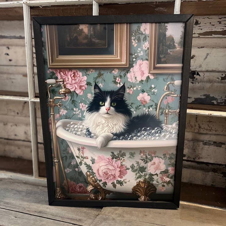 HMK300 Vintage Clawfoot Bathtub Cat Box Frame for wholesale by JanMichaels Art & Home