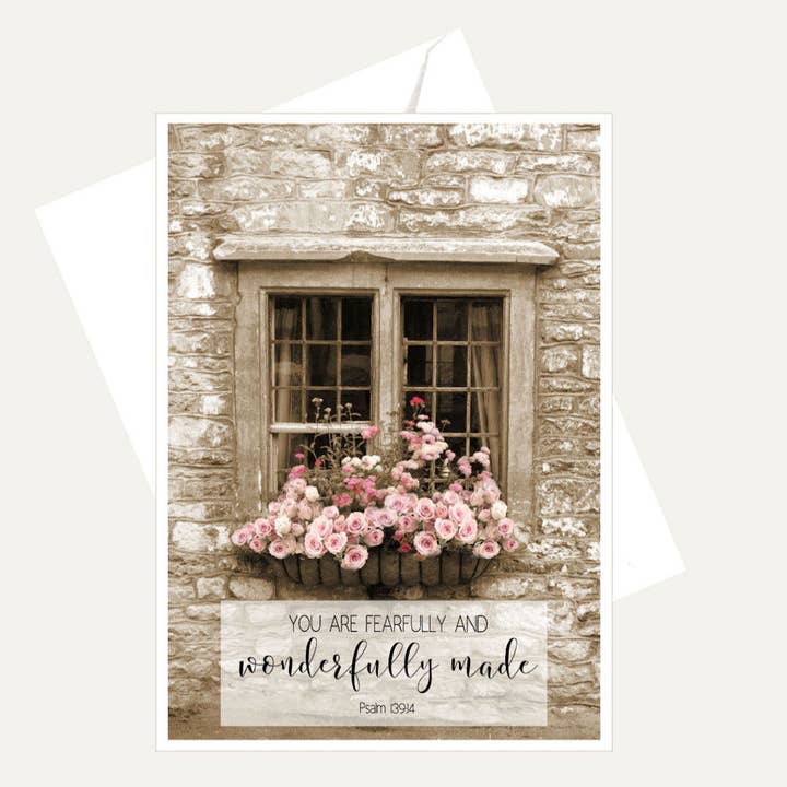 Bellflower Girl - Wholesale Religious Card - You Are Fearfully & Wonderfully Made - Faith Friendship Card