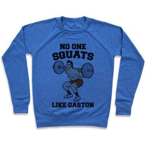 NO ONE SQUATS LIKE GASTON PARODY CREWNECK SWEATSHIRT for wholesale by True Modern