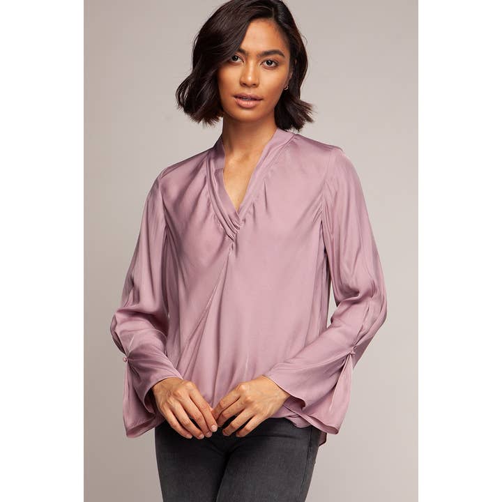 Naked Zebra Rack - Wholesale Blouse - Women's - Surplice Twisted Detail Long Sleeve Blouse