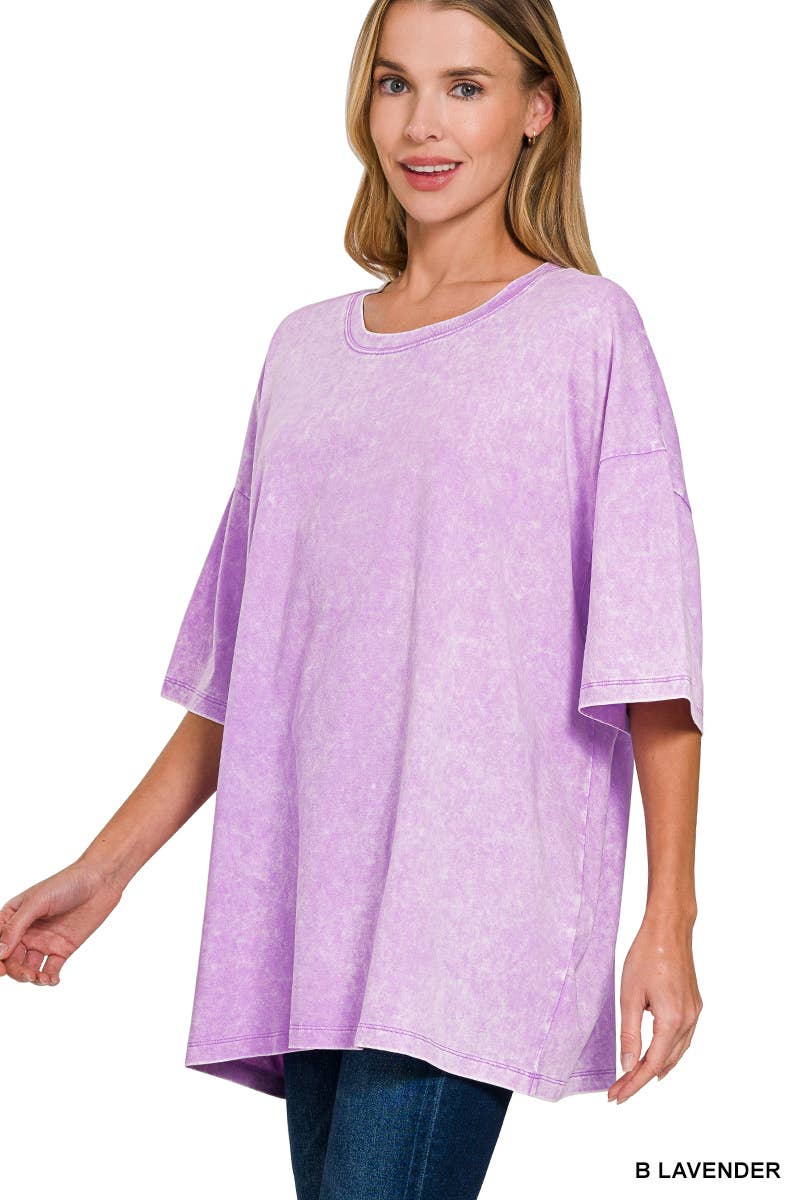 42POPS - Vente Haut en maille – femme - T-shirt en coton délavé à l'acide oversize SI-2430116