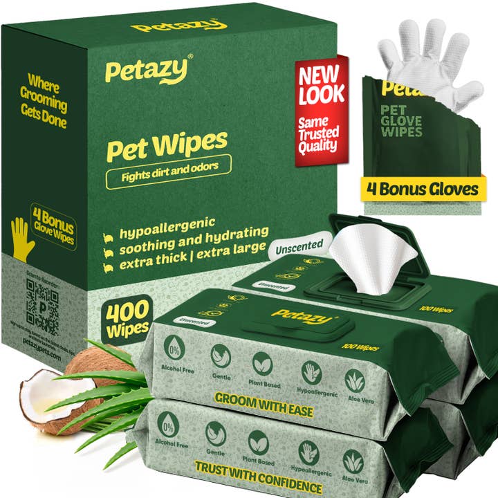 Petazy XL UnscentedDog Wipes for Paws, Butt & Body 400 Wipes for wholesale by Petazy