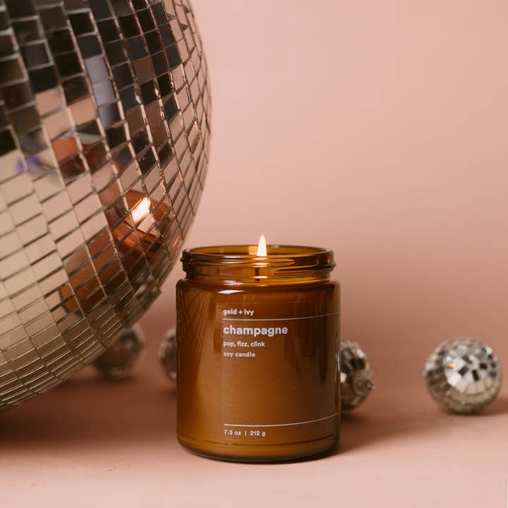 gold + ivy - Wholesale Jar/Filled Candle - champagne soy candle - strawberry vanilla