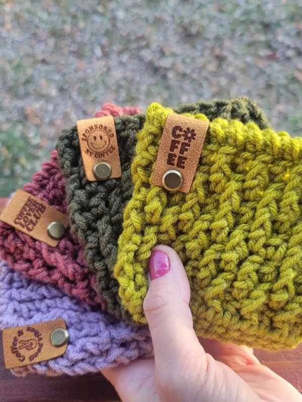 Handmade Crochet Coffee Cup Cozy for wholesale by The Yarn Lilly