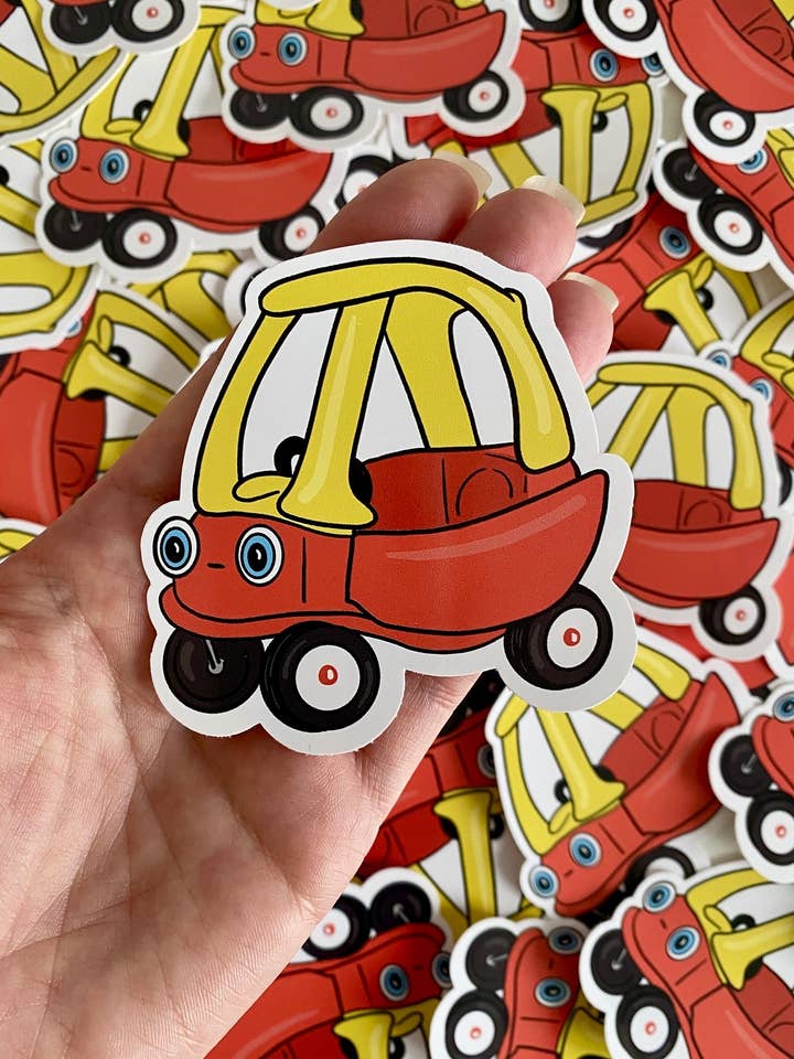 Funny Retro Toy Car Glossy Sticker | Car Sticker for wholesale by Yasmin Cousins