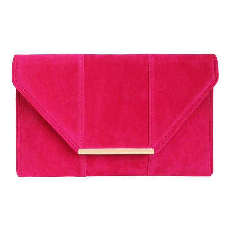 JNBFASHION.COM - Wholesale Clutch - Dames - Faux microsuède enveloptas - Goudkleurige metalen details6
