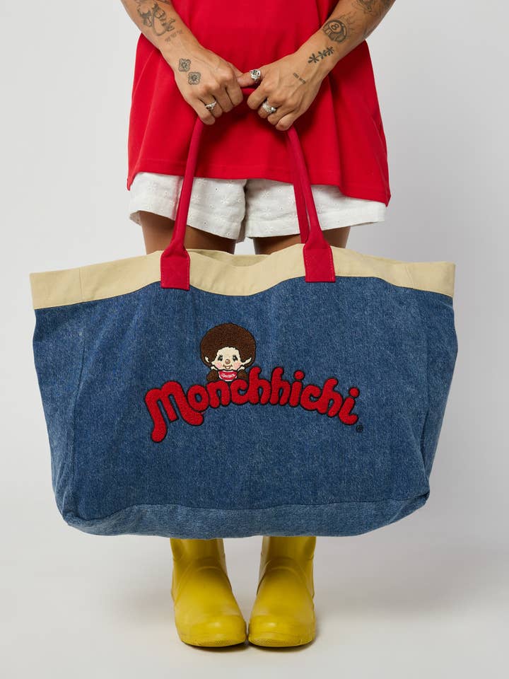 Monchhichi™ Washed Denim Tote Bag for wholesale by SAMII RYAN