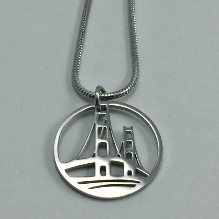 Mackinac Bridge Pendant, large or petite for wholesale by Be Inspired UP